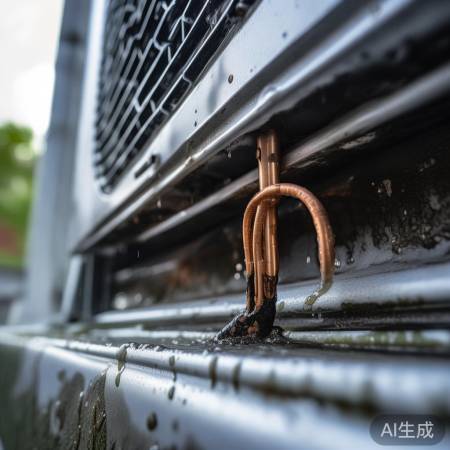 空调外机铜管,易漏电隐患
