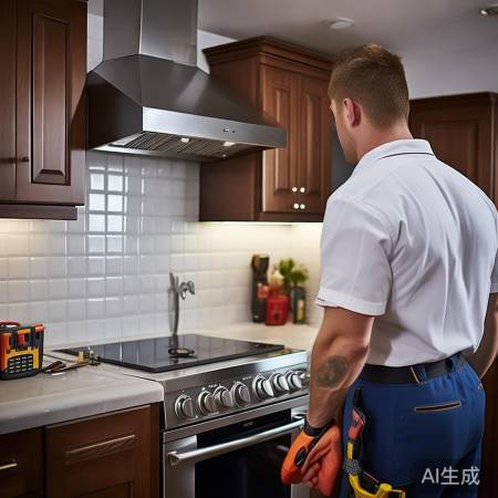 师傅检查油烟机，快速修复