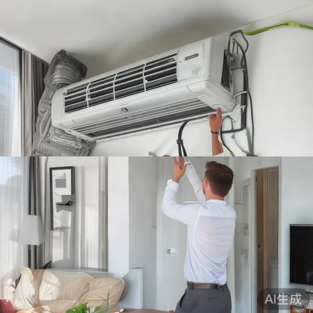 空调安装：通风处，接电源管道