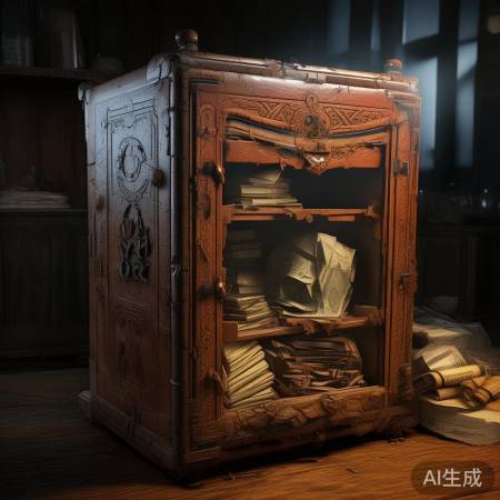 古朴保险柜藏古卷