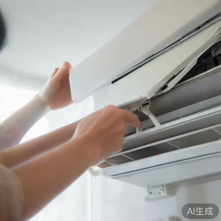 关闭电源,小心取空调过滤网