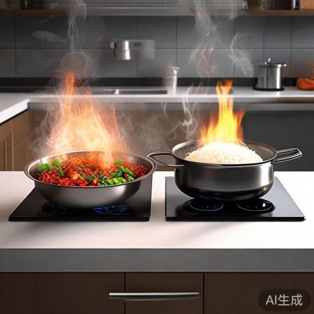 炒菜左边，蒸煮右边