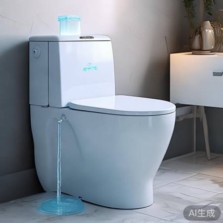 “带水箱马桶,一键冲水,方便如