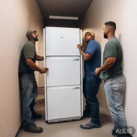 搬运冰箱要小心平稳