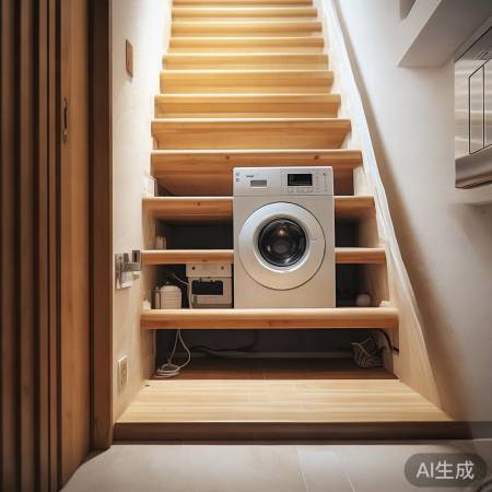 楼梯放洗衣机，条件适宜