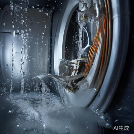 洗衣机进水密封不良,易漏电