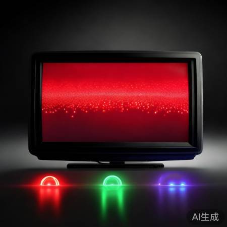 彩色电视:红绿蓝荧光粉混合显色