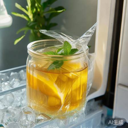 “凉茶冷藏加薄荷，保鲜防结冰”