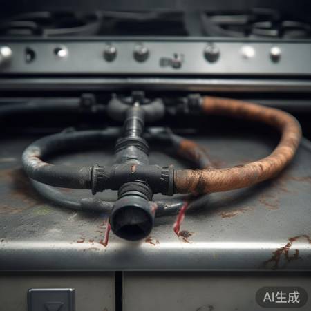 燃气灶异味原因：胶管老化/松动