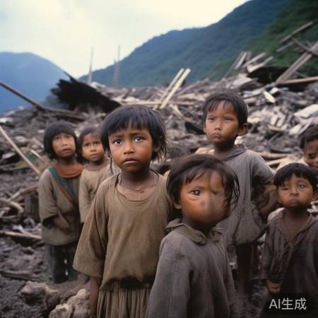 泥石流孤儿,眼中勇气生